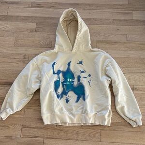Aelfric Eden Cream Hoodie with Blue Design